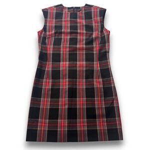 Ann Taylor Womens Red Black Plaid Sleeveless Shift Dress Career Size 10